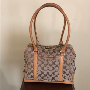 Coach Tan and Brown Signature Satchel